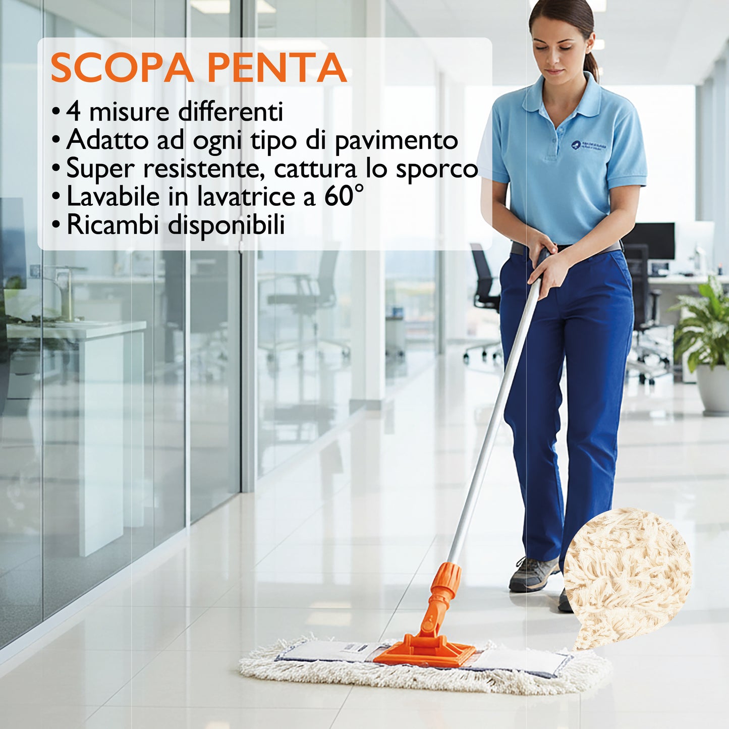 INDUSTRIAL COTTON BROOM coll. Penta - 80 cm