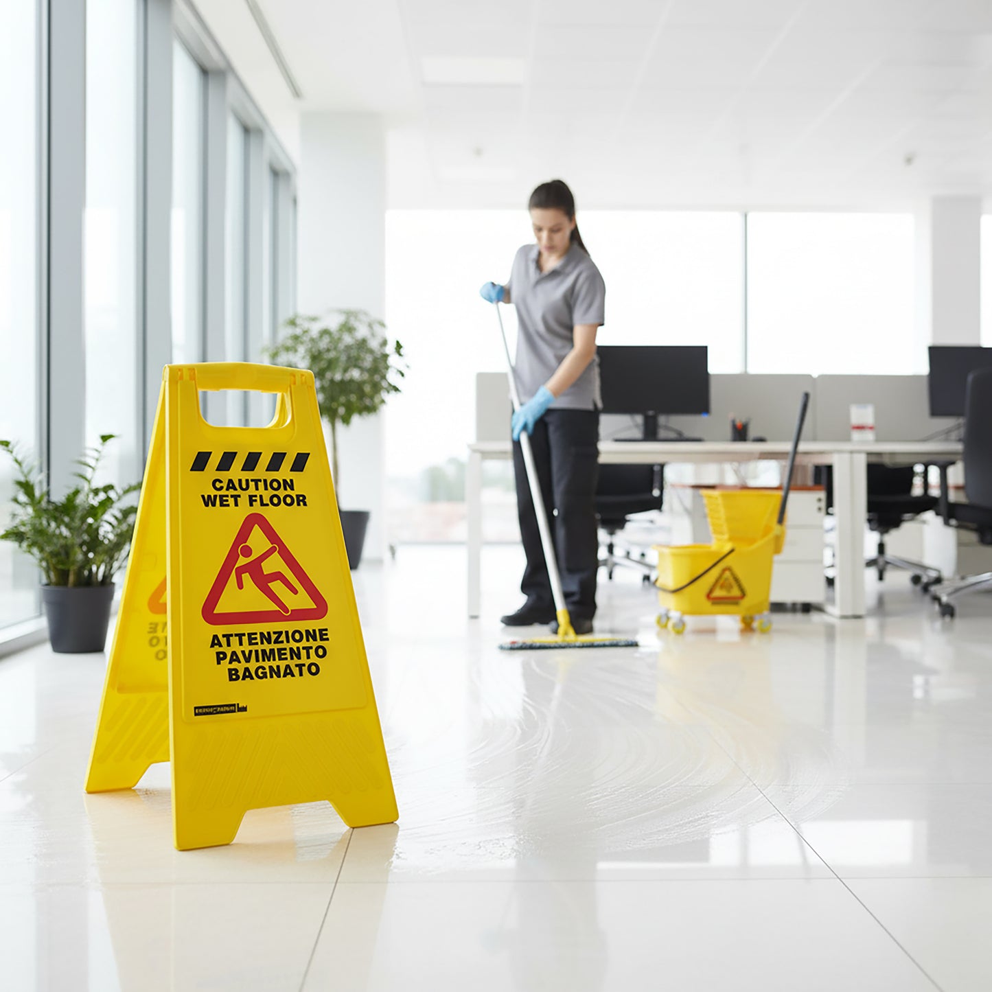 "WET FLOOR" WARNING SIGN