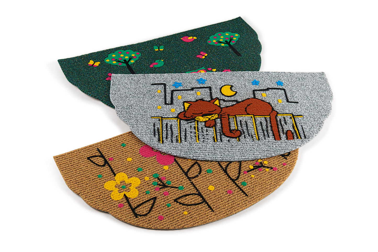 SYNTHETIC DOOR MAT "Flocked" HALF MOON - 40x70 cm