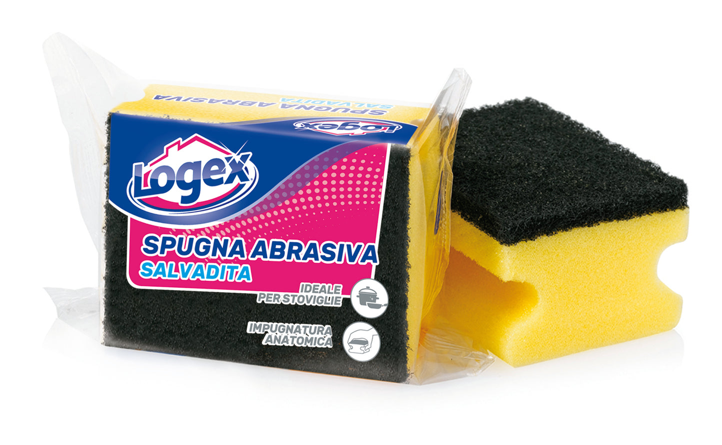 SCOURING PAD WITH FINGER GRIP - Logex (1pc)