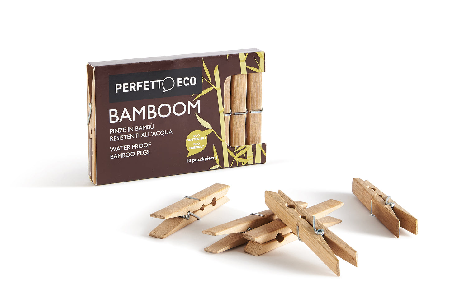 BAMBOO WOOD LAUNDRY TONGS - 10 pieces per pack