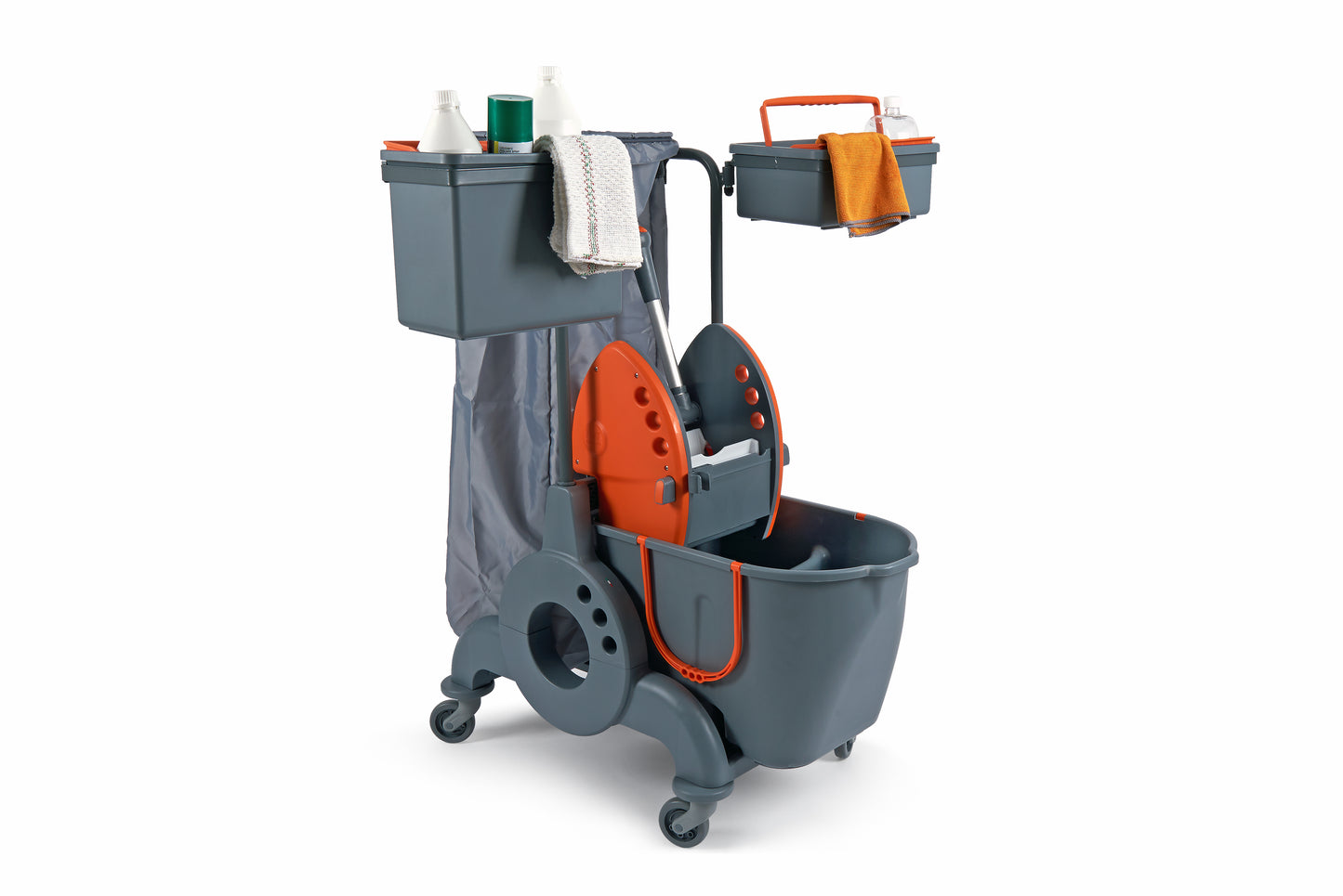 INDUSTRIAL CLEANING TROLLEY coll. Giotto - 15+10 lt. - Grey/Orange