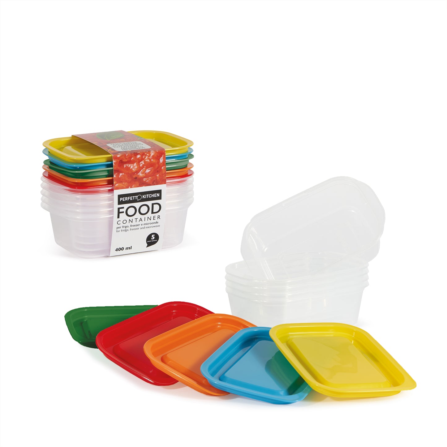 FOOD CONTAINER - 5 pcs. per pack - 164x111xh.51 mm - 400 ml.