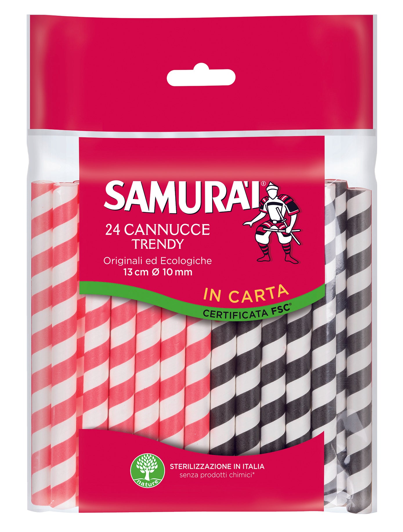 PAPER DRINKING STRAWS - Samurai (13cm) (24pcs)