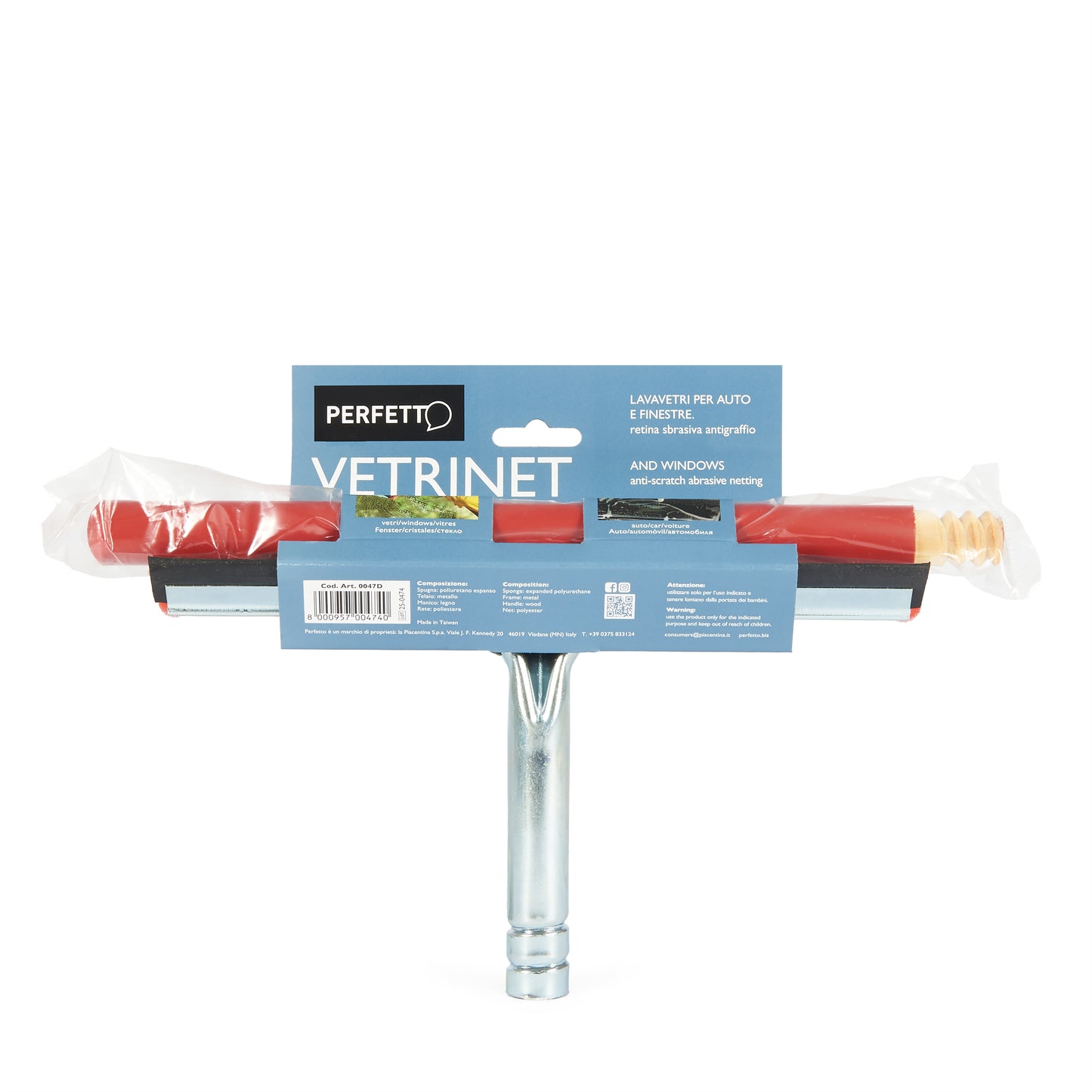 CAR WINDOW WASHER WITH WOODEN HANDLE "Vetrinet" - 30 cm