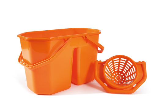 BUCKET WITH WRINGER - Robusto (2tubs) (15lt) Orange