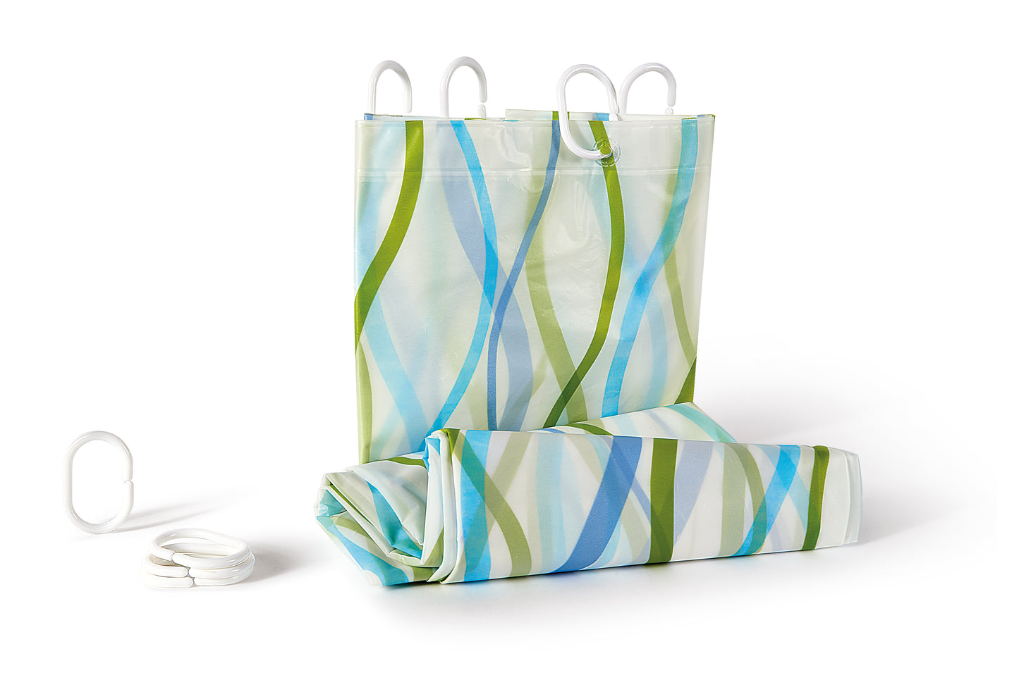 SHOWER CURTAIN WITH 12 HOOKS - 180x200 cm