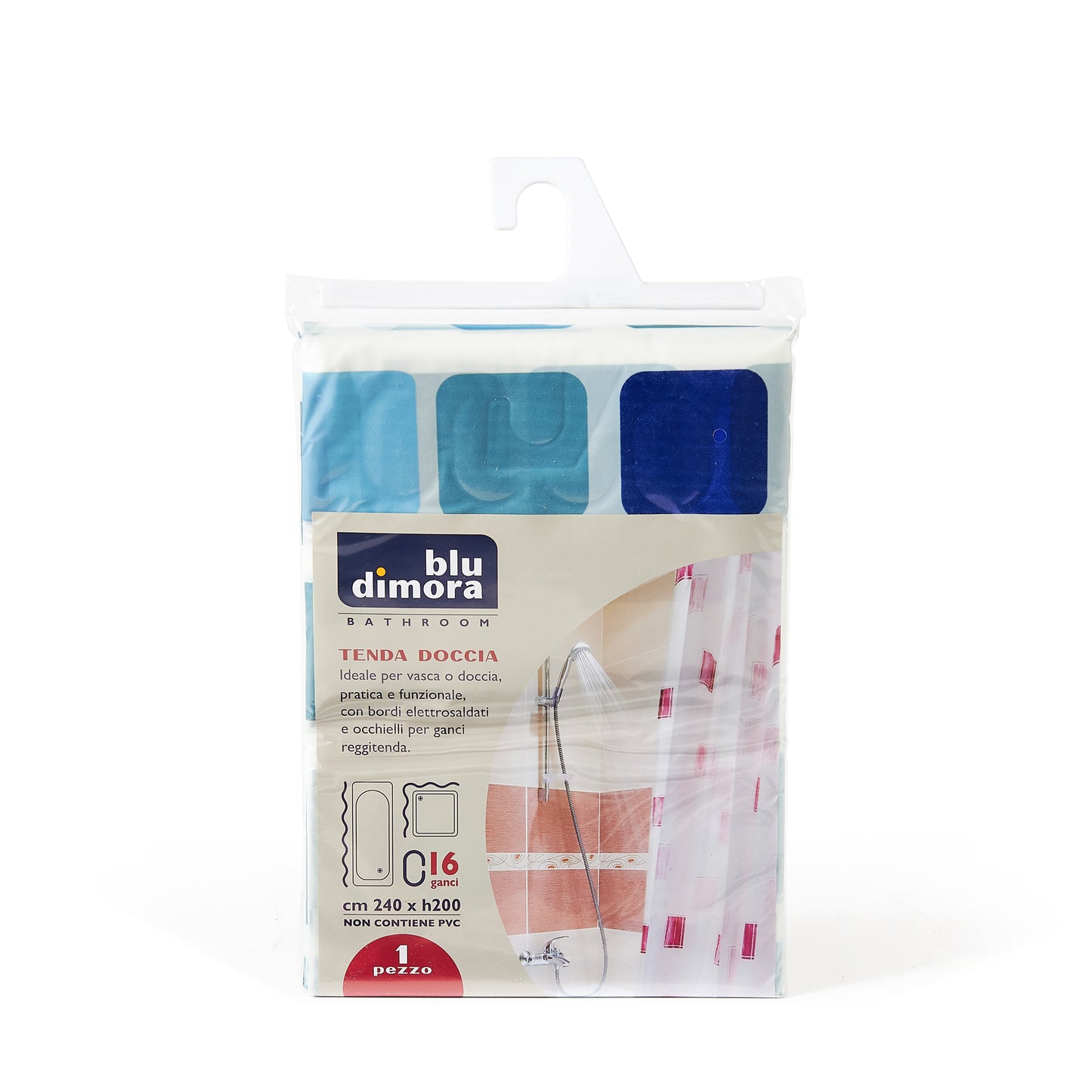 SHOWER CURTAIN WITH 16 HOOKS - 240x200 cm
