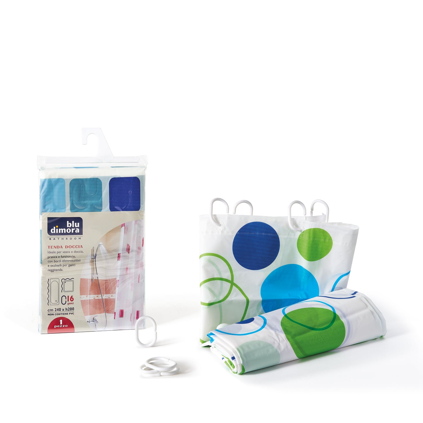 SHOWER CURTAIN WITH 16 HOOKS - 240x200 cm