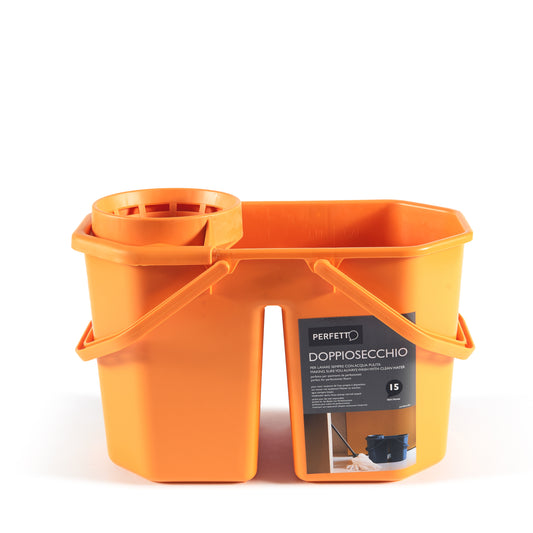 BUCKET WITH WRINGER - Doppiosecchio (15lt) Orange