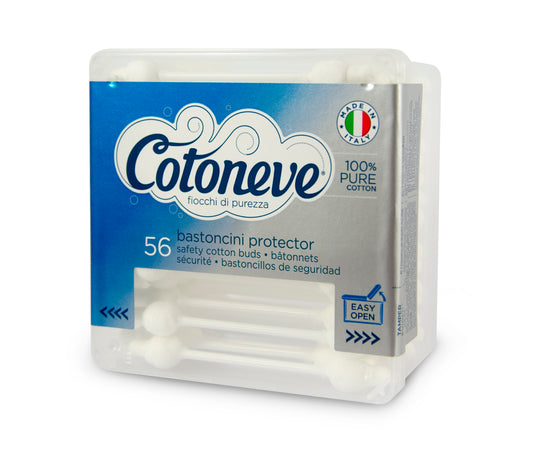 COTTON BUDS IN SQUARE BOX WITH CLO LID - Cotoneve (56pcs)