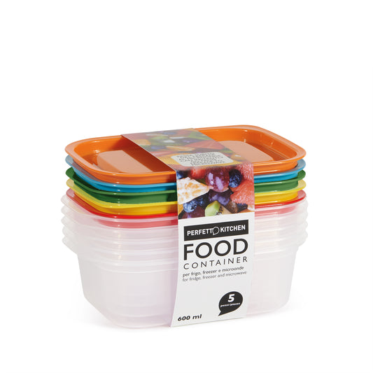 FOOD CONTAINER - 5 pcs. per pack - 185x125xh.56 mm - 600 ml.
