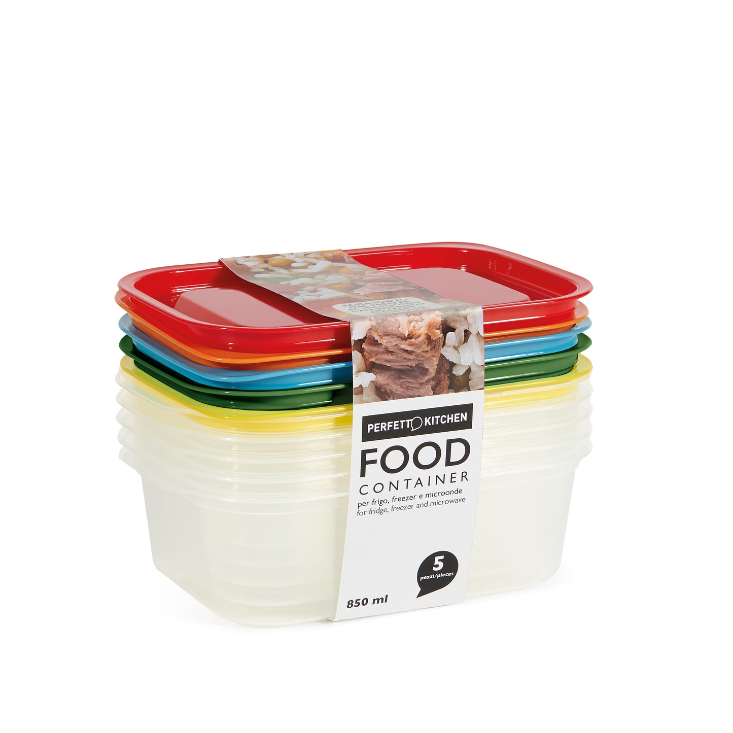 FOOD CONTAINER - 5 pcs. per pack - 203x137xh.64 mm - 850 ml.