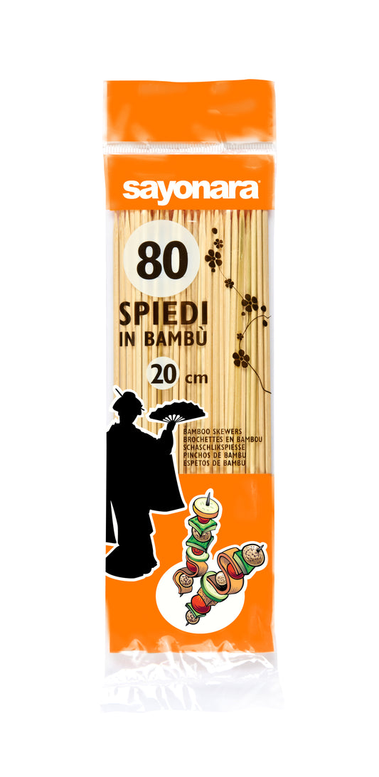 SAYONARA 80 BAMBOO SKEWERS 20cm x 2.5mm DIA