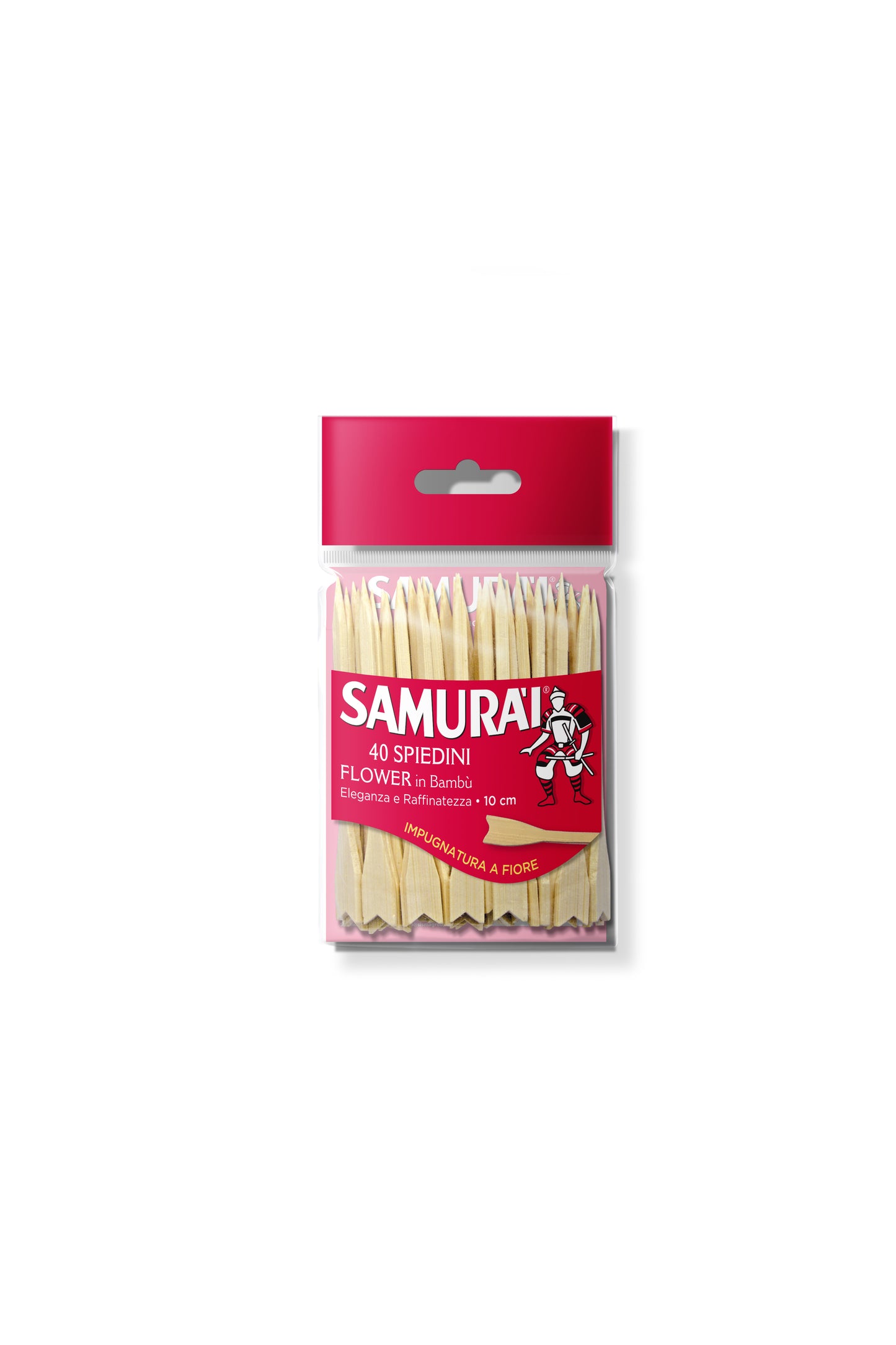 SAMURAI 40 BAMBOO FLOWER SKEWERS 10CM