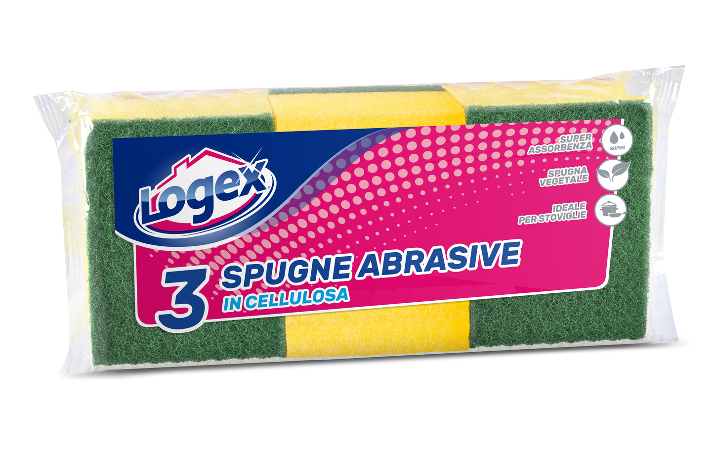 CELLULOSE SPONGE SCOURERS - Logex (3pcs)