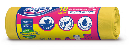 LOGEX 10 GARBAGE BAGS YELLOW 120L 70x110cm