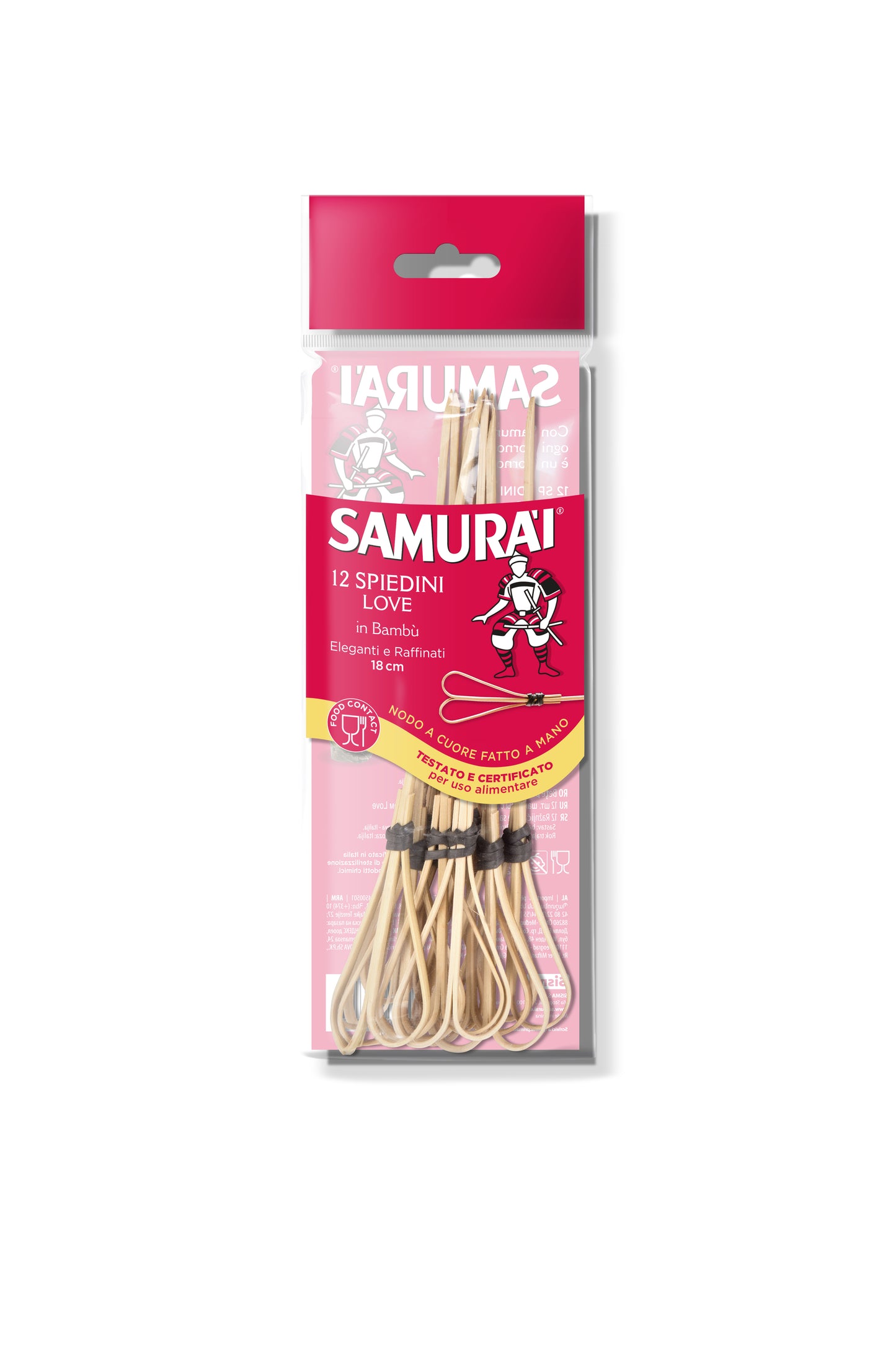 BAMBOO SKEWERS WITH HEART-SHAPED KNOT - Samurai (18cm) (12pcs)